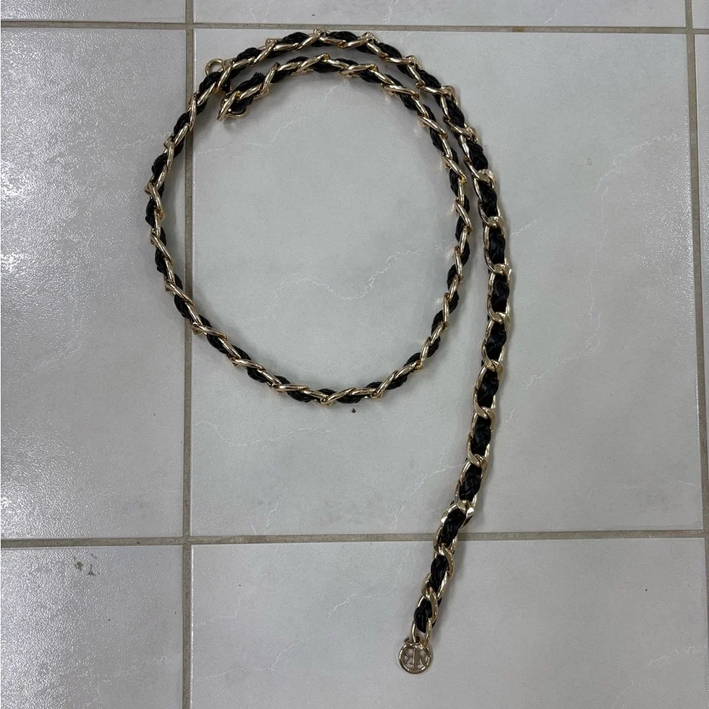 REVOLVE Black and Gold Chain Belt